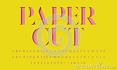 Paper cut font Vector Illustration