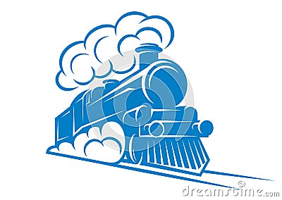 Color pattern for design with retro train on rails. Vector scalable illustration Vector Illustration