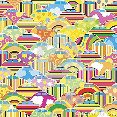 Color pattern with hippie cars Stock Photo