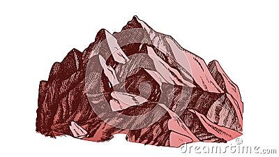 Color Peak Of Mountain Crag Landscape Hand Drawn Vector Vector Illustration