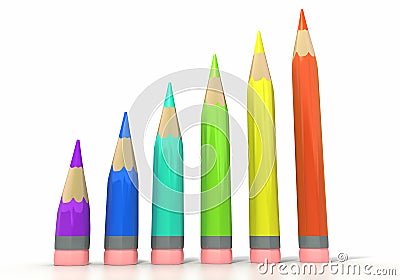 Color pencil bar graph Stock Photo