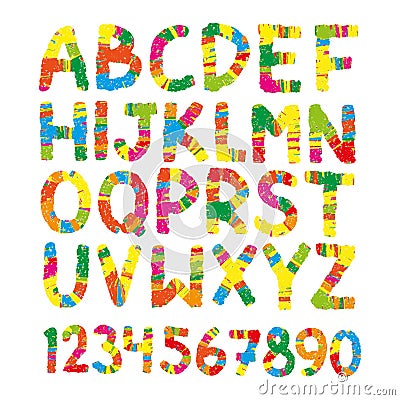 Color pencil font. Hand drawn letters, Vector Illustration