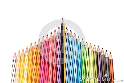 Color Pencil Set compile like the aircraft in isolated white Stock Photo