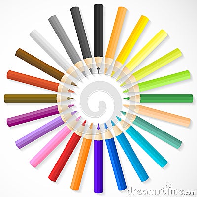 Color pencils arrange in circle Vector Illustration