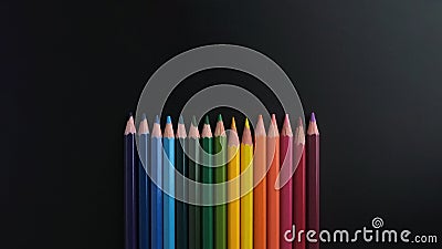 Color pencils on black background close up Stock Photo