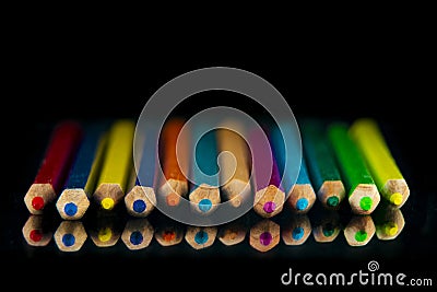 Color pencils on black background Stock Photo