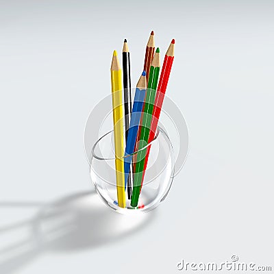 Color pencils in a glass holder Stock Photo