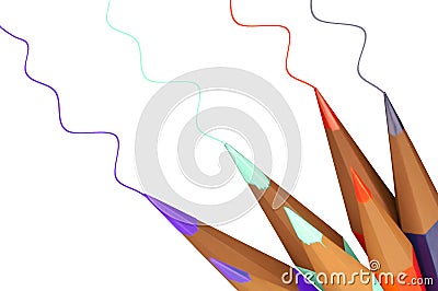 Color Pencils With Lines Drawn on White Stock Photo