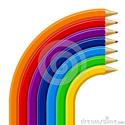 Color pencils rainbow template on white background Vector Illustration