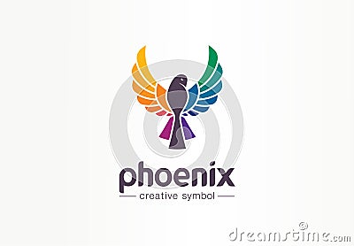 Color phoenix creative symbol concept. Freedom, beautiful, fashion abstract business logo idea. Bird in flight Vector Illustration