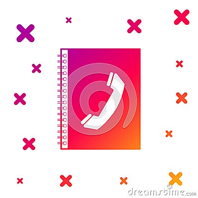 Color Phone book icon isolated on white background. Address book. Telephone directory. Gradient random dynamic shapes Vector Illustration