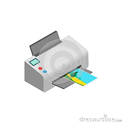 Color photo printer icon, isometric 3d style Vector Illustration