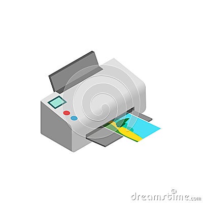 Color photo printer icon, isometric 3d style Stock Photo