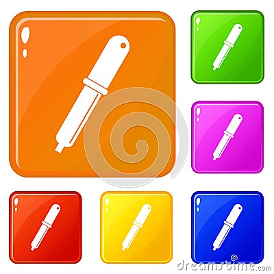 Color picker pipette icons set vector color Vector Illustration