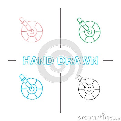 Color picker tool hand drawn icons set Vector Illustration