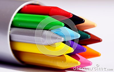 Color Plastic Crayons Stock Photo