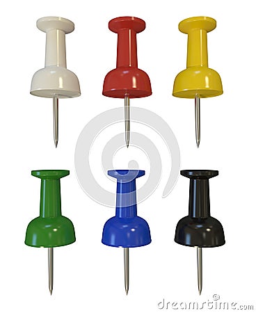 Color plastic paper pushpins Stock Photo