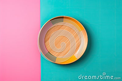 Color Plate Mock Up, Empty Dishware Mockup Stock Photo