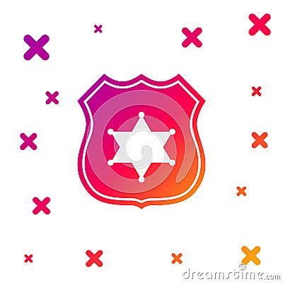 Color Police badge icon isolated on white background. Sheriff badge sign. Gradient random dynamic shapes. Vector Vector Illustration