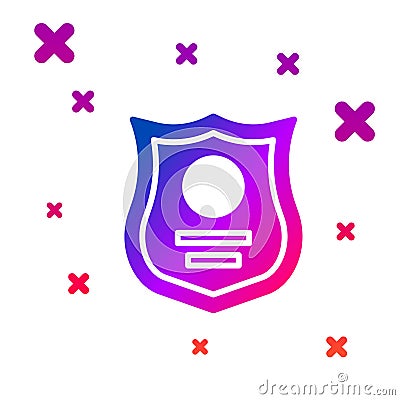 Color Police badge icon isolated on white background. Sheriff badge sign. Gradient random dynamic shapes. Vector Vector Illustration