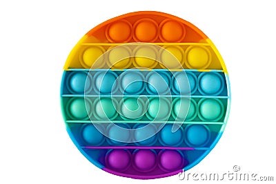 Color pop it antistress toy for children. rainbow circle shaped isolated on white background . Pop it toy Stock Photo