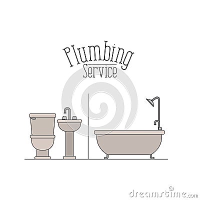 Color poster of bathroom plumbing service Vector Illustration