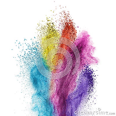 Color powder explosion isolated on white Stock Photo