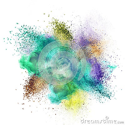 Color powder explosion isolated on white Stock Photo