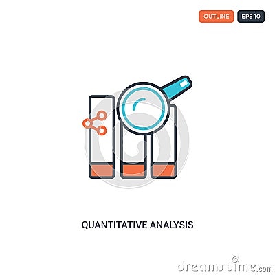 2 color quantitative analysis concept line vector icon. isolated two colored quantitative analysis outline icon with blue and red Vector Illustration