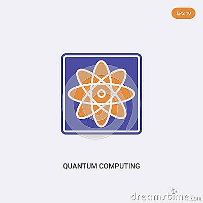 2 color Quantum computing concept vector icon. isolated two color Quantum computing vector sign symbol designed with blue and Vector Illustration