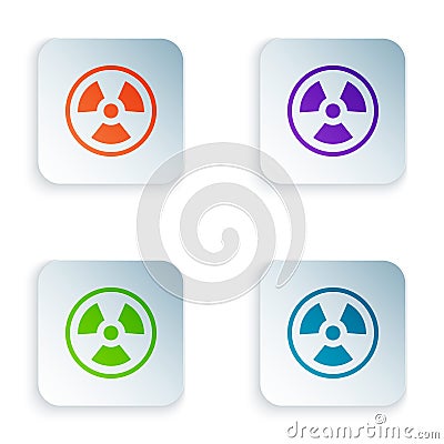 Color Radioactive icon isolated on white background. Radioactive toxic symbol. Radiation Hazard sign. Set colorful icons Vector Illustration