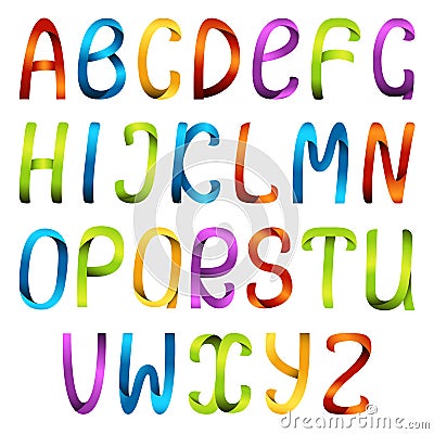 Color ribbon alphabet set Vector Illustration