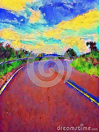 Color of road in country landscape Stock Photo