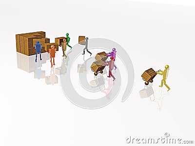 Color robots with casegoods Cartoon Illustration
