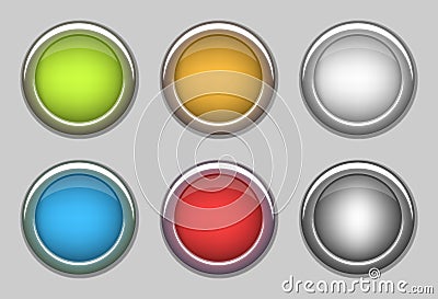 6 color round shapes buttons with metal ring Stock Photo