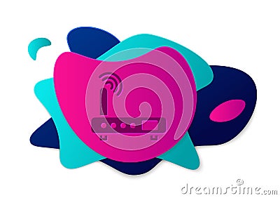 Color Router and wi-fi signal icon isolated on white background. Wireless ethernet modem router. Computer technology Stock Photo