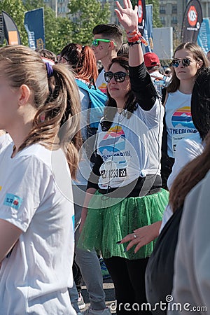 The Color Run 2017 in Bucharest, Romania. Editorial Stock Photo