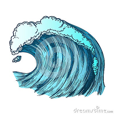 Color Rushing Foamy Tropical Ocean Marine Wave Vector Vector Illustration