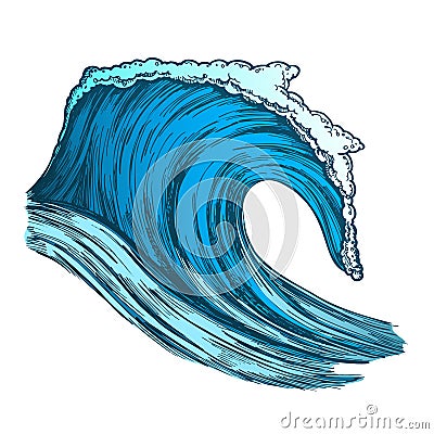 Color Rushing Tropical Ocean Marine Wave Storm Vector Vector Illustration