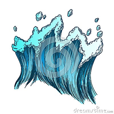 Color Rushing Tropical Sea Marine Wave With Drop Vector Vector Illustration