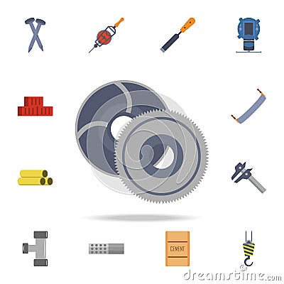 color saw blades icon. Detailed set of color construction tools. Premium graphic design. One of the collection icons for websites Stock Photo