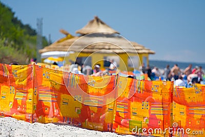 Color screen on the beach Stock Photo