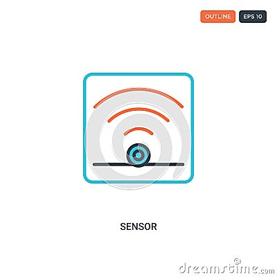 2 color Sensor concept line vector icon. isolated two colored Sensor outline icon with blue and red colors can be use for web, Vector Illustration