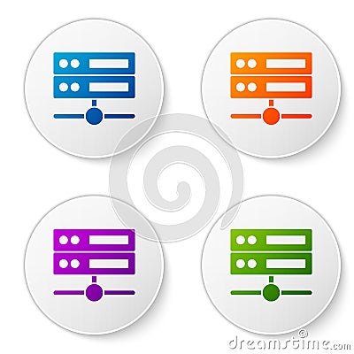 Color Server, Data, Web Hosting icon isolated on white background. Set icons in circle buttons. Vector Vector Illustration