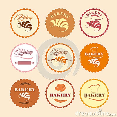 Color Set of vintage retro bakery logos, labels, badges. Vector Illustration