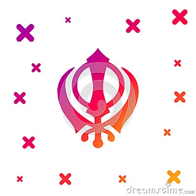 Color Sikhism religion Khanda symbol icon isolated on white background. Khanda Sikh symbol. Gradient random dynamic Vector Illustration