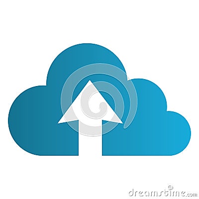 Color silhouette with cloud upload service Vector Illustration