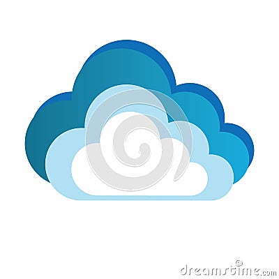 Color silhouette with cloud and white background Vector Illustration
