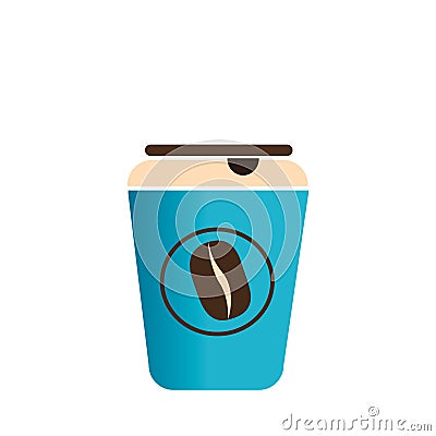 Color silhouette with disposable cup of cappuccino Vector Illustration