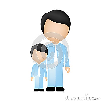 color silhouette faceless with father and son in formal clothes Cartoon Illustration